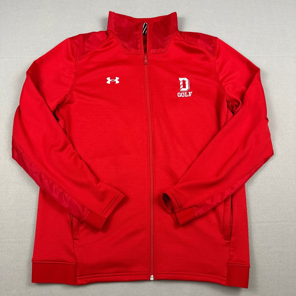Davidson Wildcats Track Jacket Men Large Red White Under Armour Full Zip Golf L